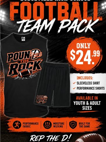 Football team pack with sleeveless shirt and shorts for $24.99.