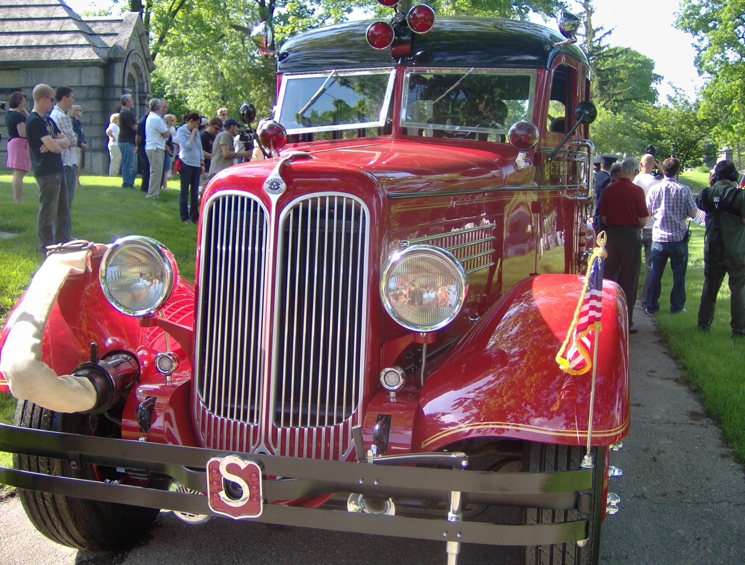 1937 Seagrave sedan restoration for Detroight fire fighters memorial rig 