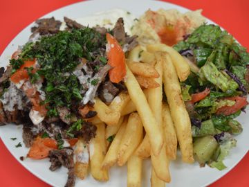 Chicken Shawarma platter with fries
