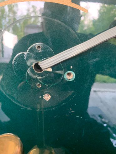 A safe with a lost combination that was drilled open.