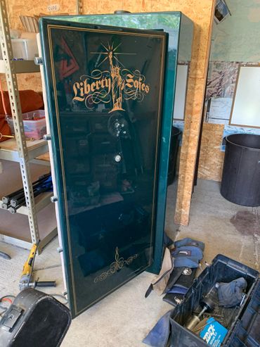 A Liberty Safe drilled open.