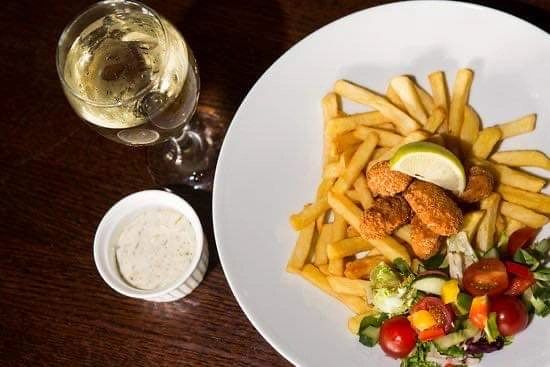 plate with glass of wine