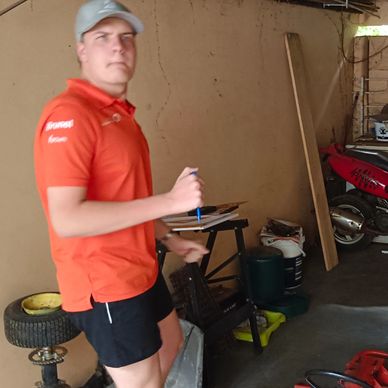 Me and my friend working on the cart