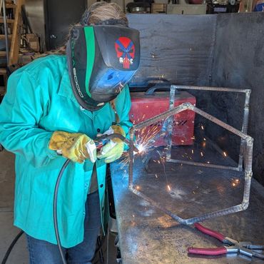 welding workshop in progress