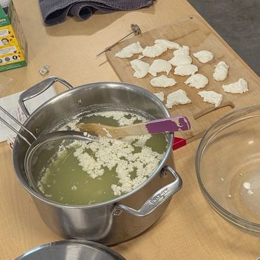 goat cheese workshop in progress