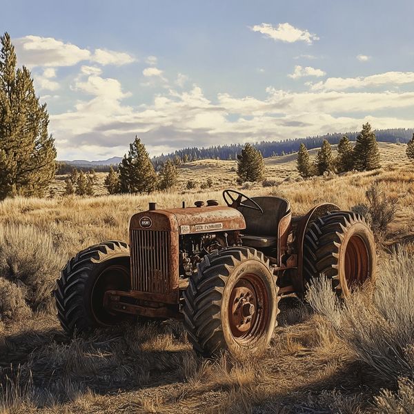 vintage tractor in field