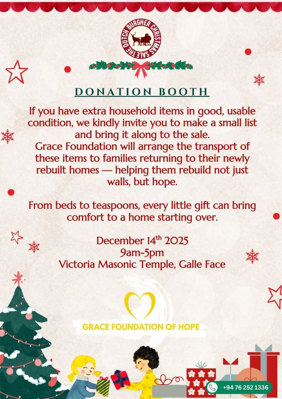 It will be great to see you on 14th December. We are looking for volunteers to stay at least for one