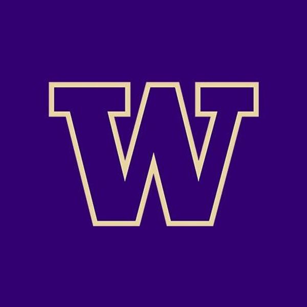 Purple background with a bold gold-outlined letter W.