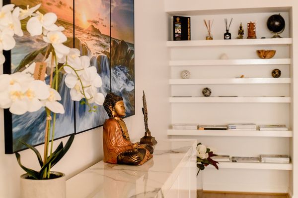Buddha idol kept on a table