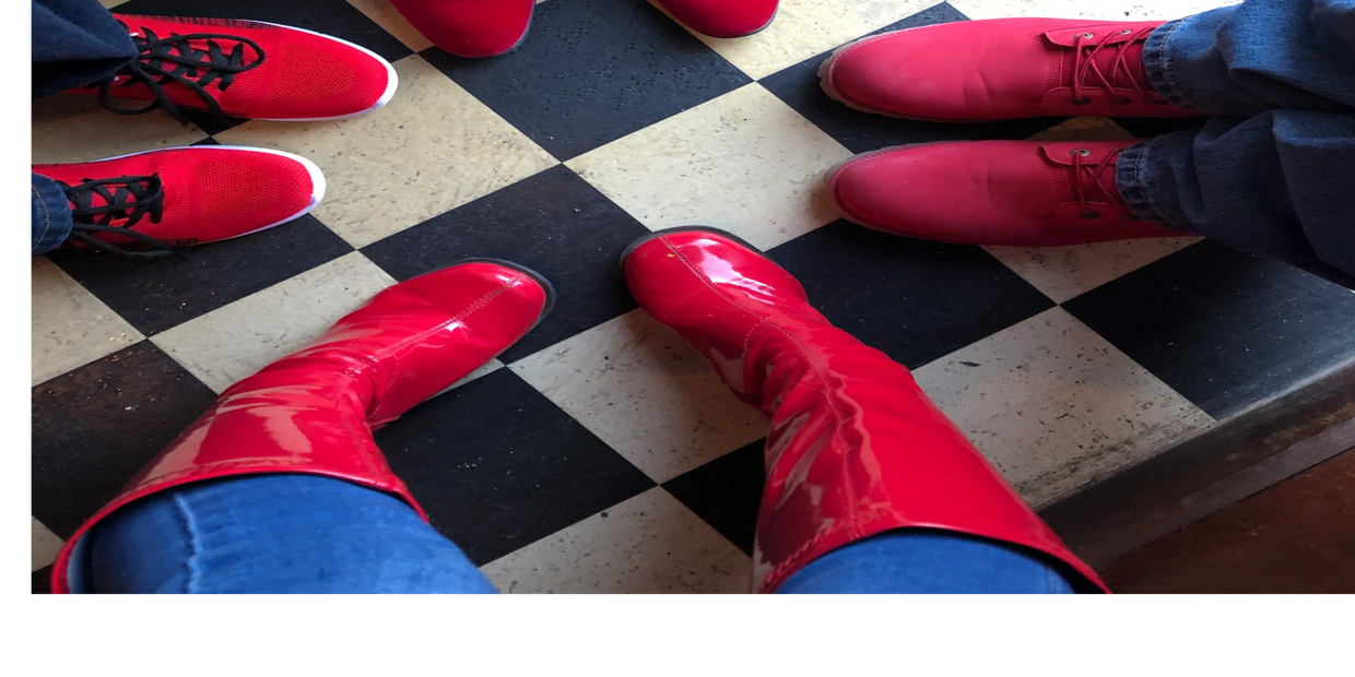 4 pairs of red shoes and boots