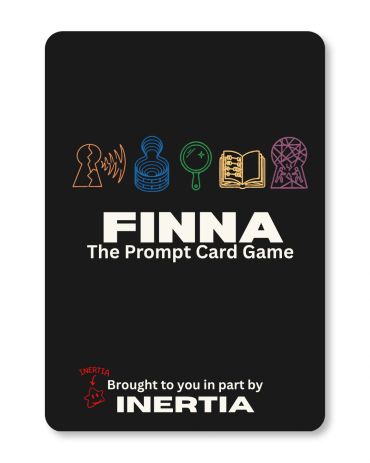 Finna: The Prompt Card Game cover with colorful icons.