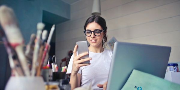 Person checking her security system remotely.