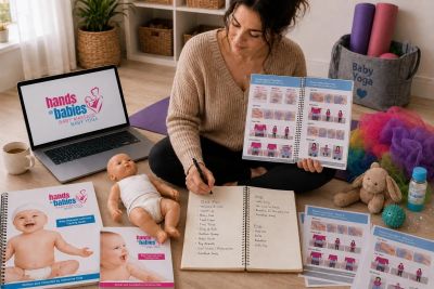 The resources offered by Hands on Babies to support students of baby massage and baby yoga