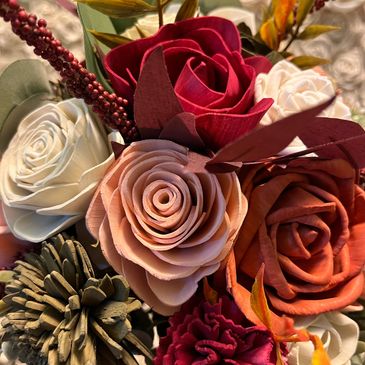 Wood flower bouquet in fall shades