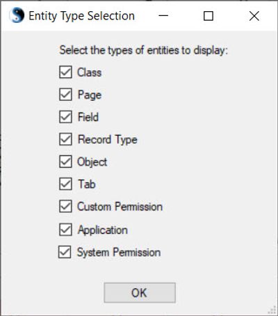 Entity Type Selection GUI