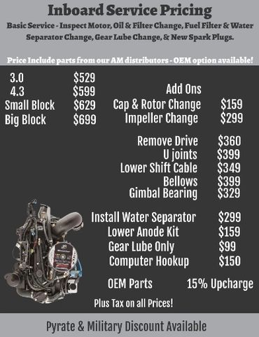 Inboard Service Pricing