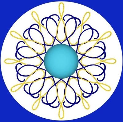 Love's Event Horizon. This design is comprised of 12 overlapping Infinite Love Geometries. It is the center of the Flower of Love geometry