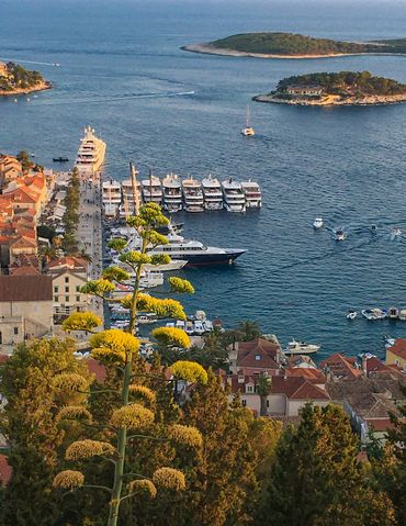 A view of the harbor from the castle at the top of Hvar.