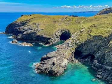 Tintagel Castle has ruins from medieval times and even before that. Home of Arthur and Merlin.