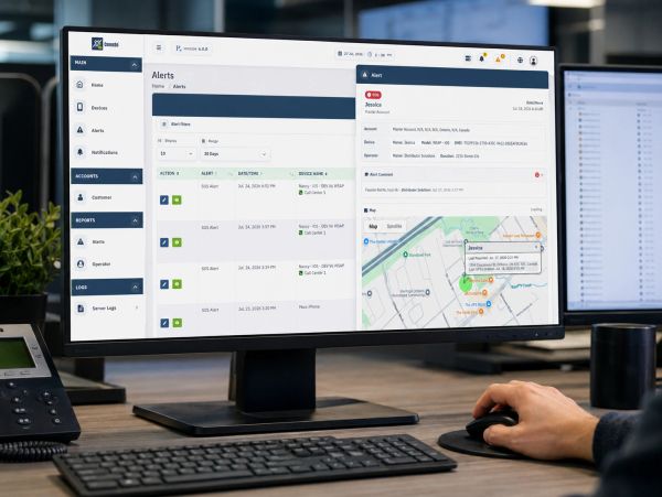 Centre de surveillance utilisant une plateforme web pour le traitement des alertes.
