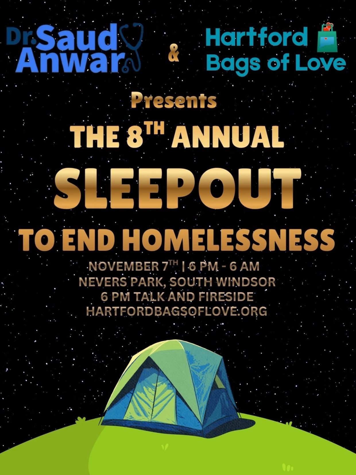 Sleepout event to end homelessness on November 7th.