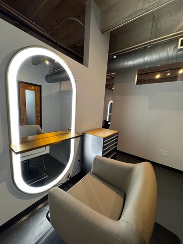 Blue leaf salon mirror