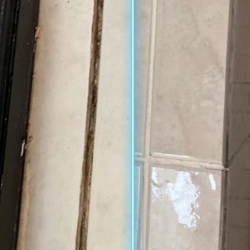 A grout repair “before and after” in Sherwood Oregon