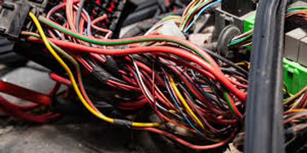 Inside view of car with wires