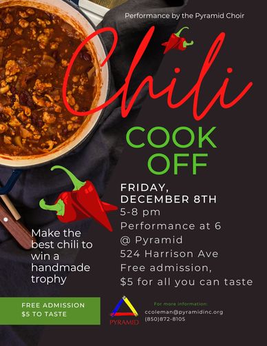 Chili Cook-Off event poster with details and a photo of chili.