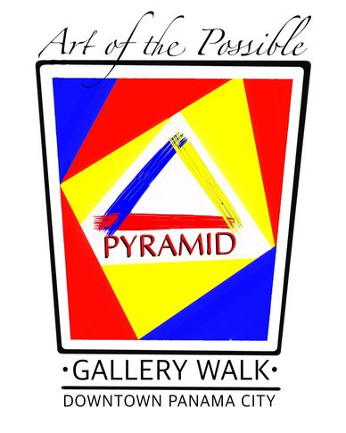 Colorful geometric logo for Pyramid Gallery Walk in Panama City.