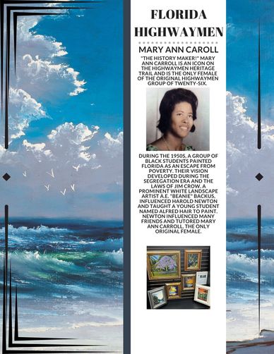 Mary Ann Carroll, the only female original Florida Highwaymen artist, known for her influential role in the 1950s.