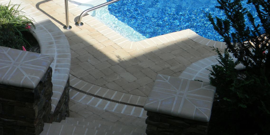 Inground swimming pools pavers patio pool decking vinyl liners fiberglass pools outdoor kitchens