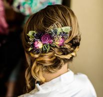 boho updo wedding hair flowers manchester