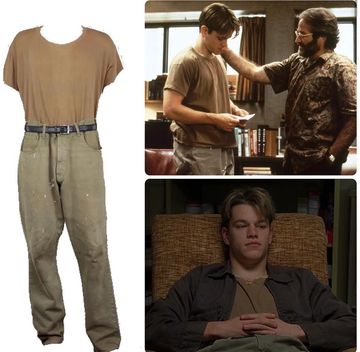 Three images featuring casual clothing and emotional moments from a film scene.