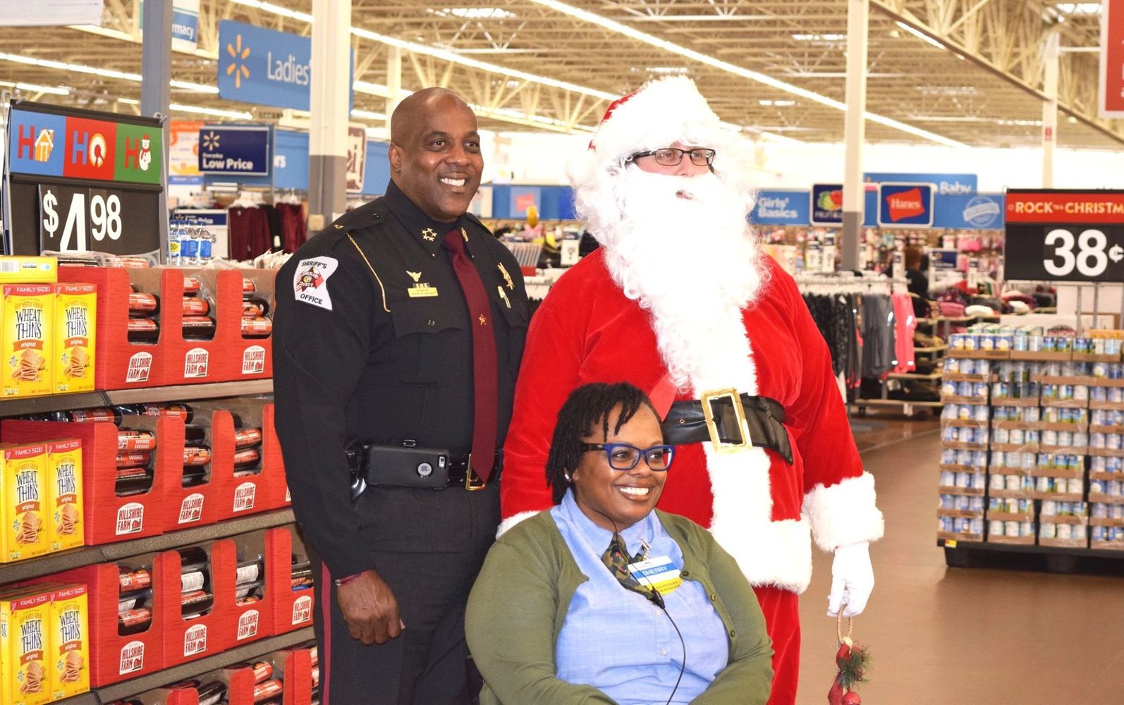 Sheriff Ennis Wright and Santa Clause in Walmart.