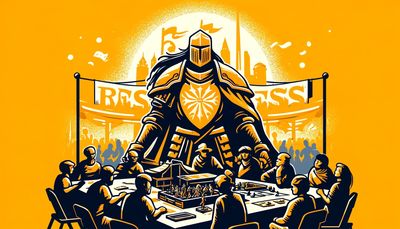 The Restless Knight watching over a table of wargame players.