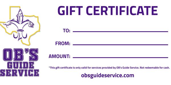 ob's guide service fishing adventure gift certificate