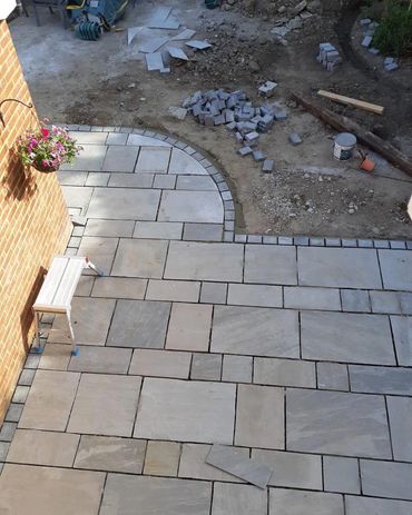 Indian sand stone paving slabs and block edging