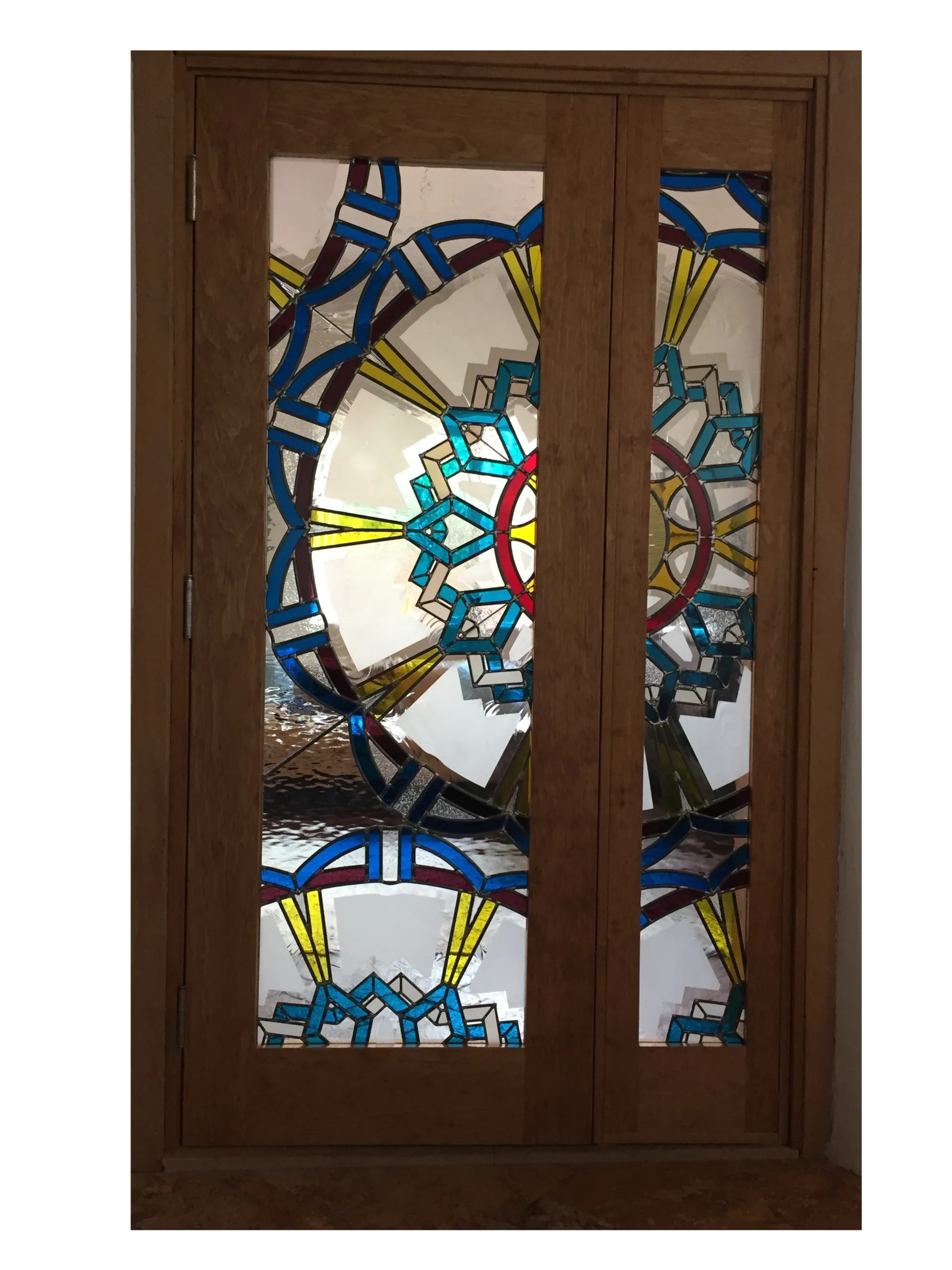 Abstract image of component of double helix in stained glass