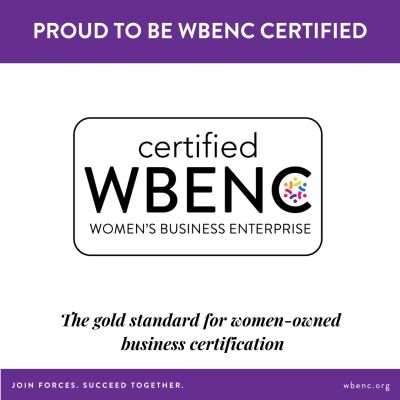 WBENC Certified Women's Business Enterprise logo with supportive text.