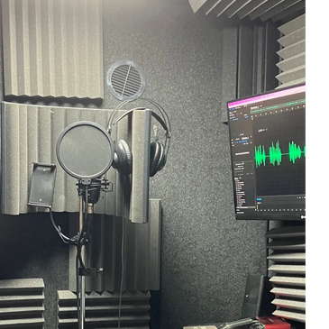 Recording booth with microphone 