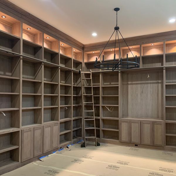 Custom walnut cabinets for residential library 
