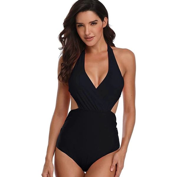 EZERILA Women's One Piece Swimwear Front Crossover Swimsuits Hollow Bathing Suits Monokini Sexy