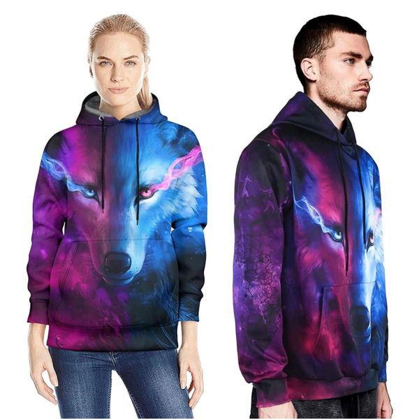 3D Novelty Hoodies Graphic Printed Hoodies Cool Wolf Hoodies Realistic with Designs for Men Women