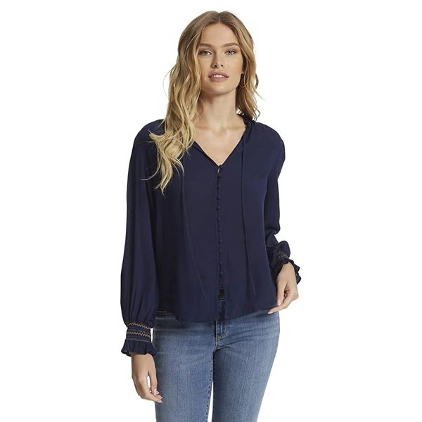 Jessica Simpson Women's Presto Smock Cuff Button Front Blouse
