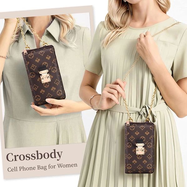 Crossbody Cell Phone Purse for Woman Leather Wallet Designer Small Crossbody Shoulder Handbag Phone