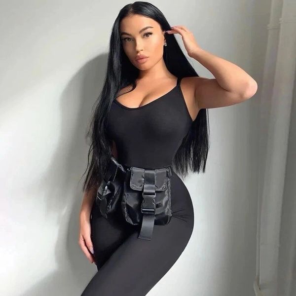 Black Sexy Jumpsuits Women Summer Sleeveless Rompers Spaghetti Strap Backless Casual Bodycon Skinny