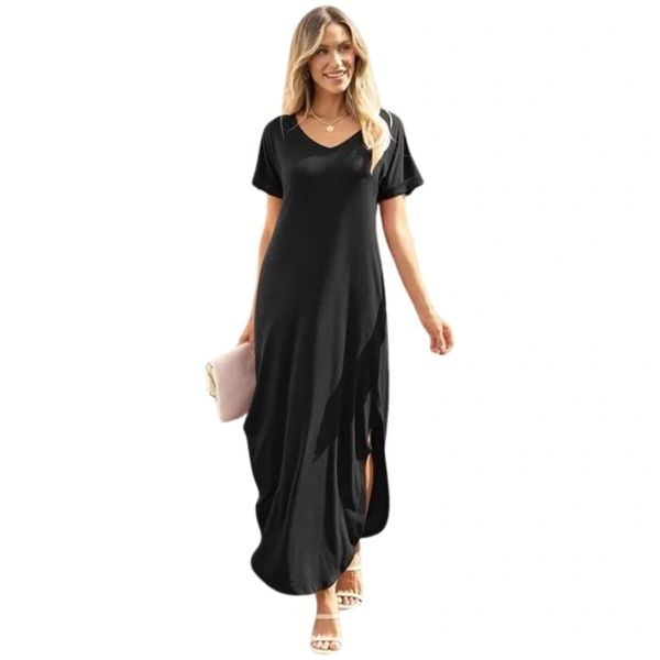 ANRABESS Women Summer Casual Loose Oversized Sundress Short Sleeve T-Shirt Beach Maxi Long Dresses