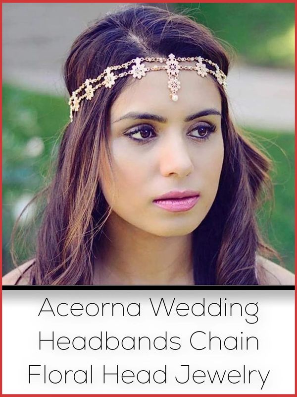 Aceorna Wedding Headbands Chain Floral Head Jewelry Hair Pieces Crystal Pearl Head