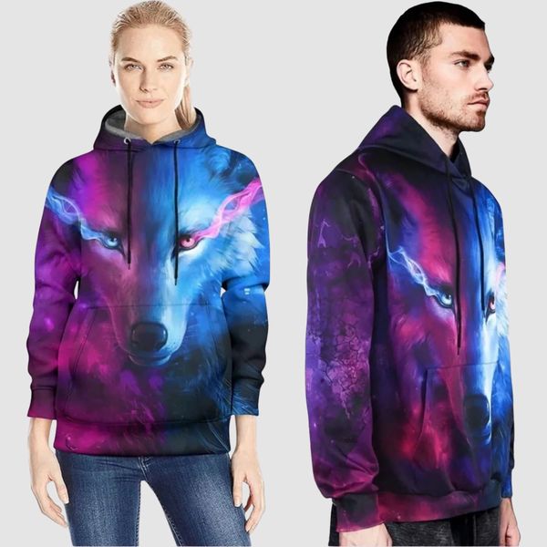 3D Novelty Hoodies Graphic Printed Hoodies Cool Wolf Hoodies Realistic with Designs for Men